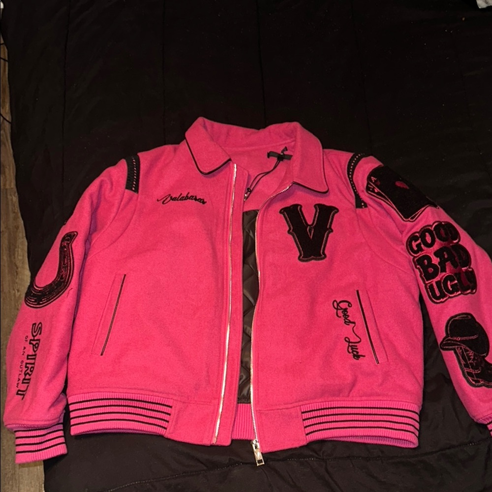 Pink Mens Valabasas Letterman Jacket